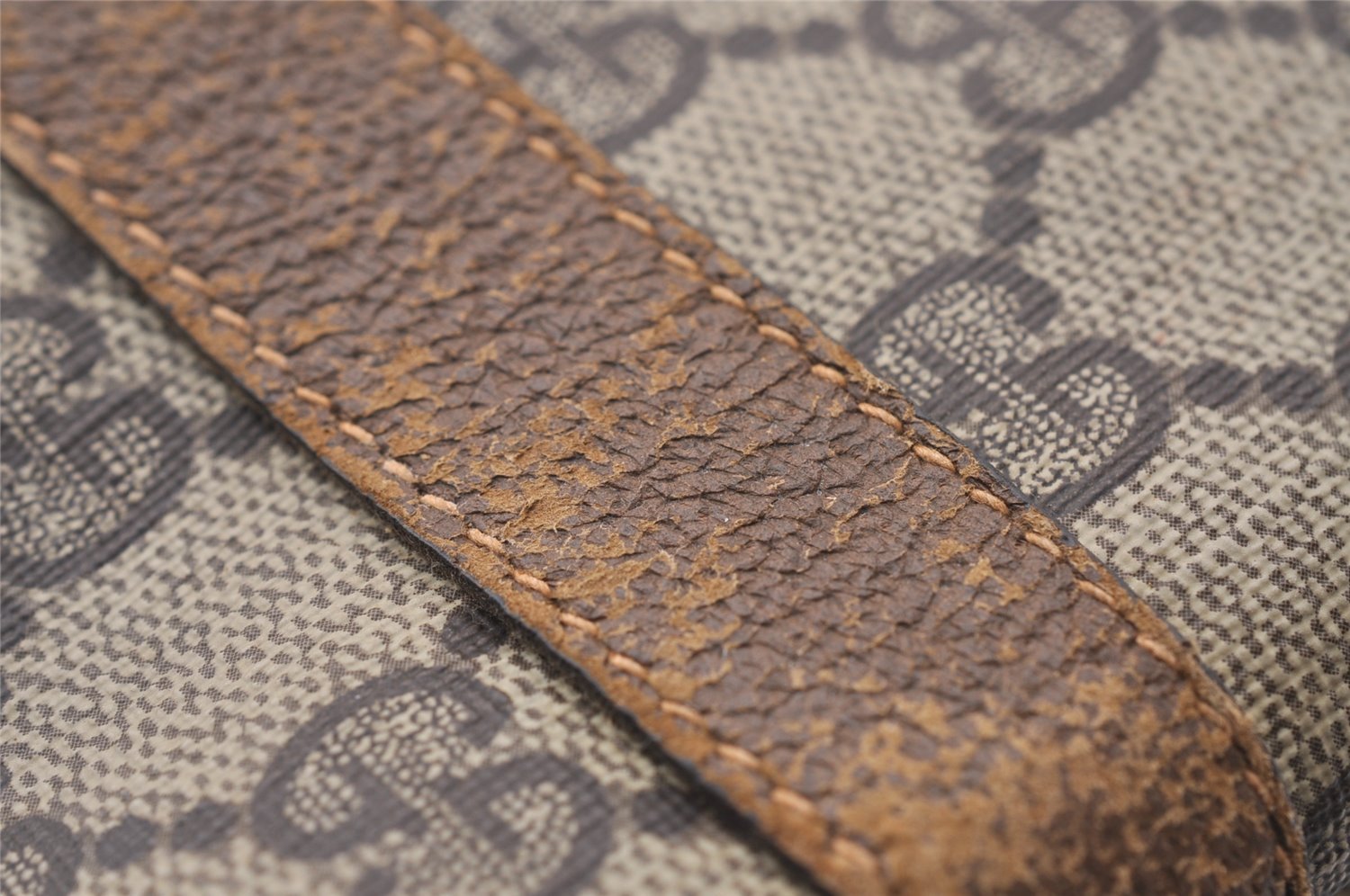 Authentic GUCCI Vintage Shoulder Hand Tote Bag GG PVC Leather Brown 4234I