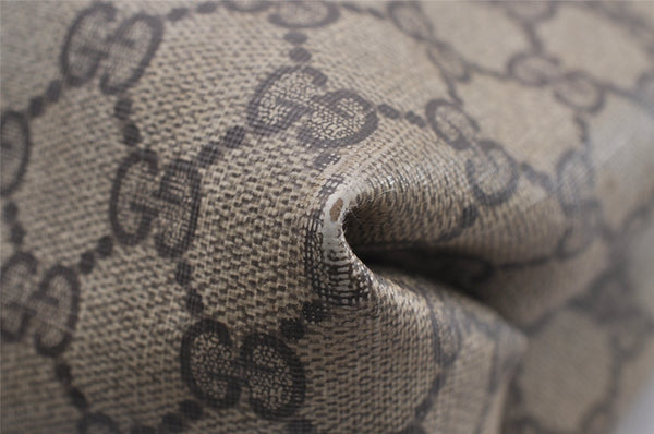 Authentic GUCCI Vintage Shoulder Hand Tote Bag GG PVC Leather Brown 4234I