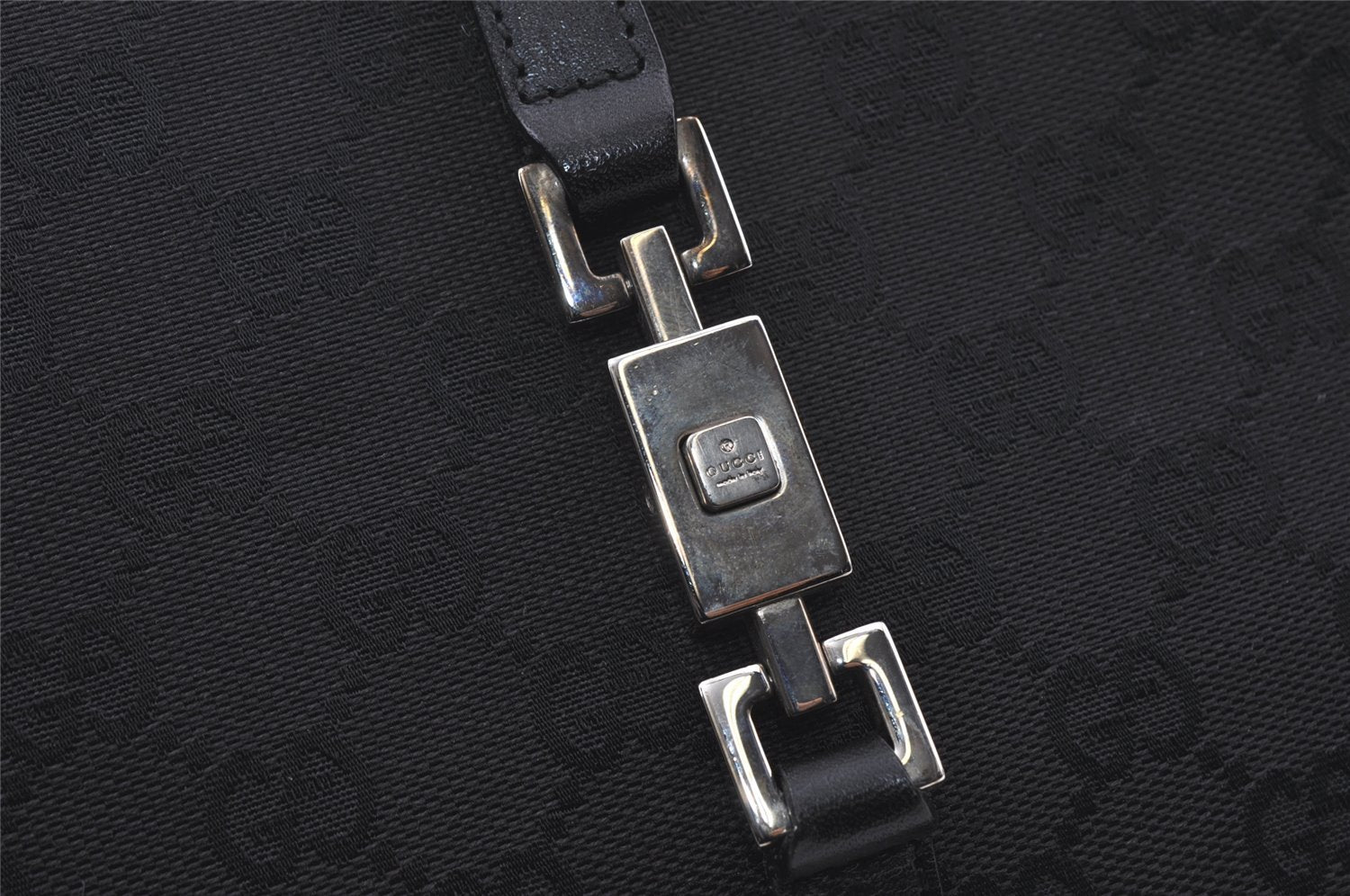 Authentic GUCCI Jackie Shoulder Hand Bag GG Canvas Leather 0021073 Black 4235I