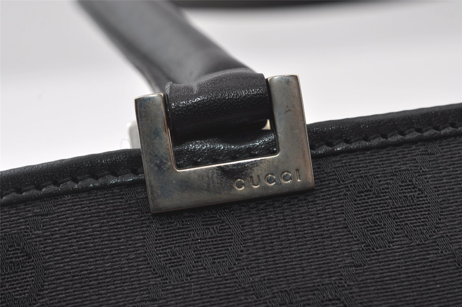 Authentic GUCCI Jackie Shoulder Hand Bag GG Canvas Leather 0021073 Black 4235I