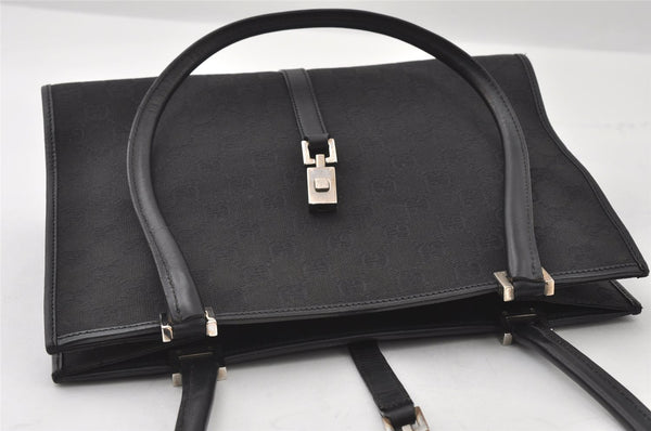 Authentic GUCCI Jackie Shoulder Hand Bag GG Canvas Leather 0021073 Black 4235I