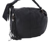 Authentic GUCCI Bamboo Tassel Shoulder Tote Bag Leather 232930 Black 4236E