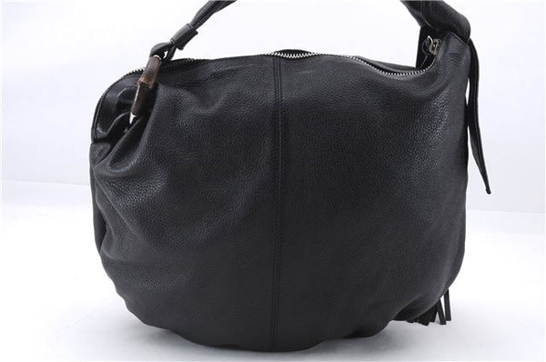 Authentic GUCCI Bamboo Tassel Shoulder Tote Bag Leather 232930 Black 4236E