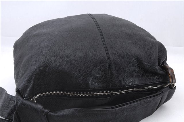 Authentic GUCCI Bamboo Tassel Shoulder Tote Bag Leather 232930 Black 4236E
