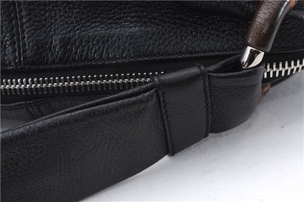 Authentic GUCCI Bamboo Tassel Shoulder Tote Bag Leather 232930 Black 4236E