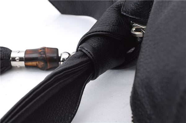 Authentic GUCCI Bamboo Tassel Shoulder Tote Bag Leather 232930 Black 4236E