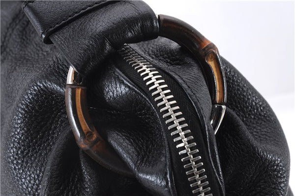 Authentic GUCCI Bamboo Tassel Shoulder Tote Bag Leather 232930 Black 4236E