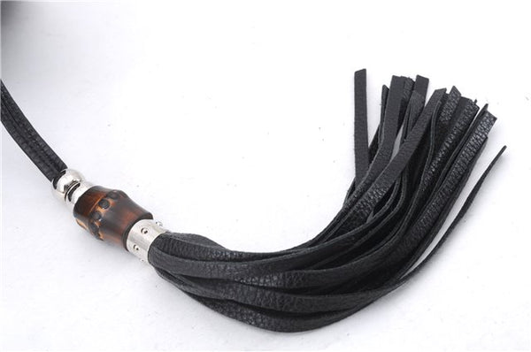 Authentic GUCCI Bamboo Tassel Shoulder Tote Bag Leather 232930 Black 4236E