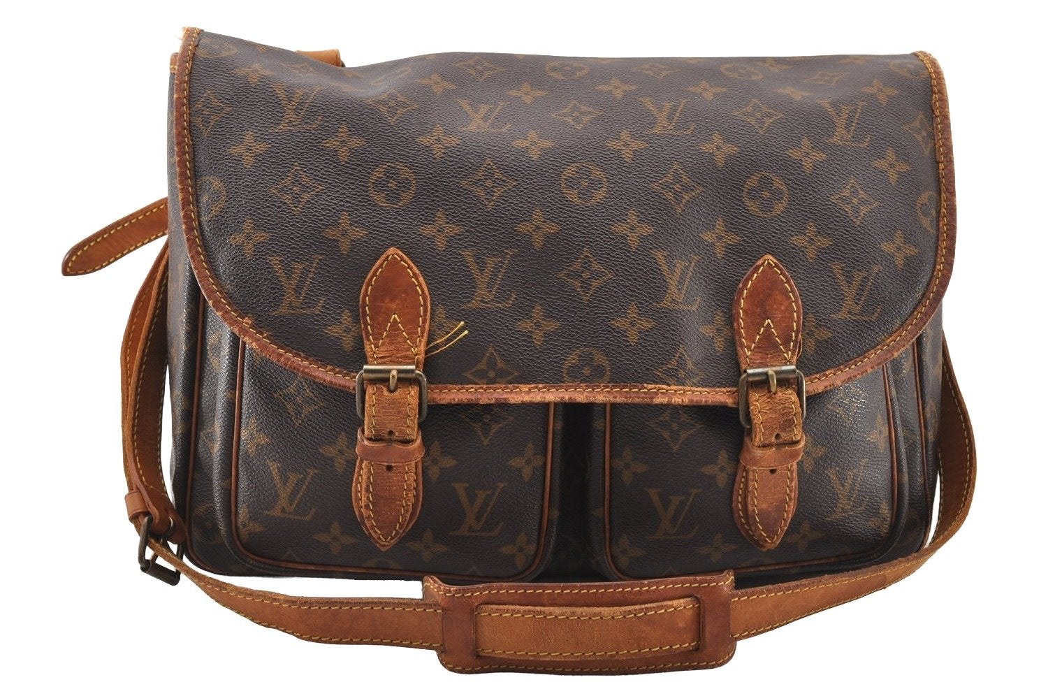 Authentic Louis Vuitton Monogram Sac Bazas Shoulder Cross Bag M99013 LV 4236I