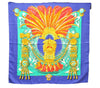 Authentic HERMES Carre 90 Scarf "Mexique" Silk Blue 4240D