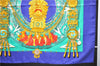 Authentic HERMES Carre 90 Scarf "Mexique" Silk Blue 4240D