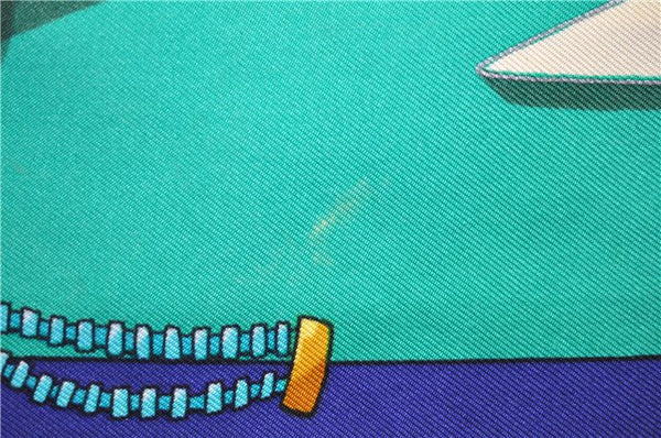 Authentic HERMES Carre 90 Scarf "Mexique" Silk Blue 4240D