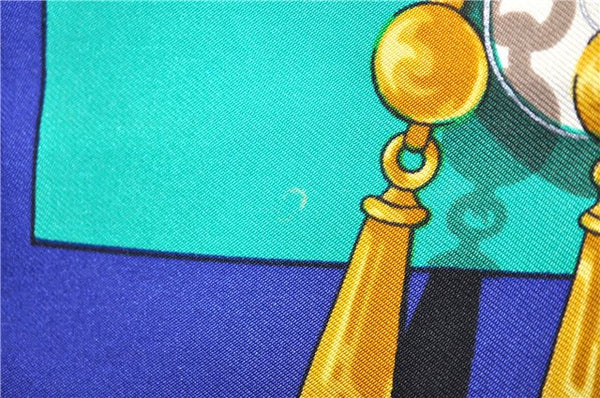 Authentic HERMES Carre 90 Scarf "Mexique" Silk Blue 4240D