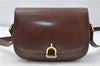Authentic CELINE Shoulder Cross Body Bag Leather Brown 4241D
