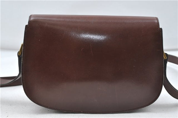 Authentic CELINE Shoulder Cross Body Bag Leather Brown 4241D