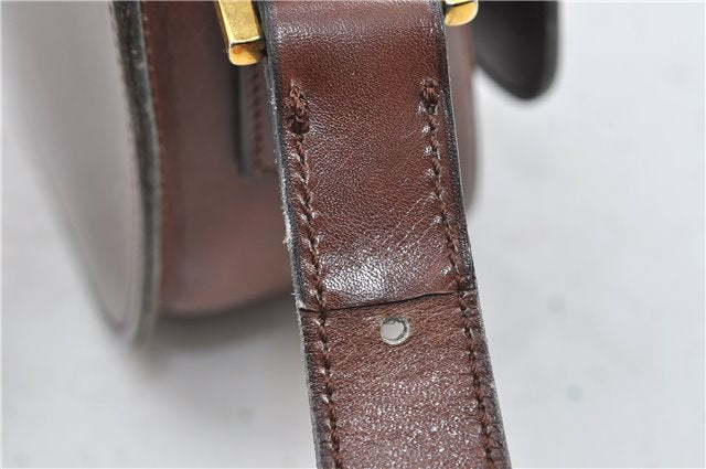 Authentic CELINE Shoulder Cross Body Bag Leather Brown 4241D