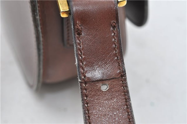 Authentic CELINE Shoulder Cross Body Bag Leather Brown 4241D