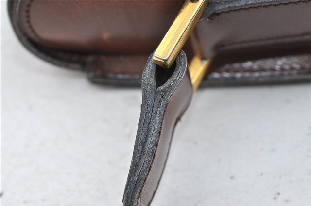Authentic CELINE Shoulder Cross Body Bag Leather Brown 4241D