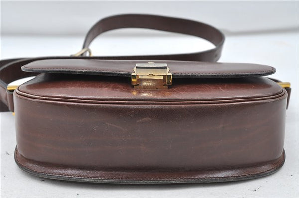 Authentic CELINE Shoulder Cross Body Bag Leather Brown 4241D