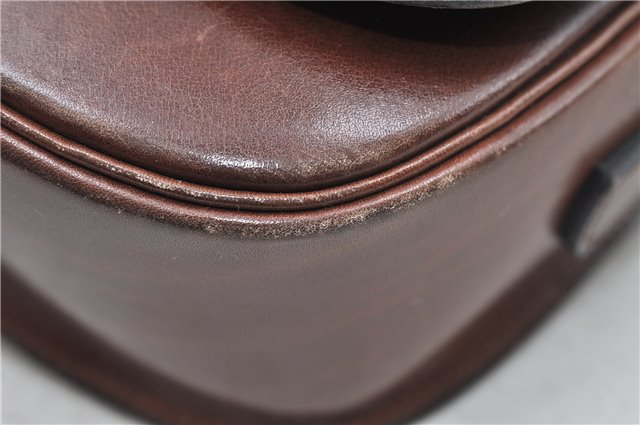 Authentic CELINE Shoulder Cross Body Bag Leather Brown 4241D