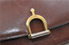 Authentic CELINE Shoulder Cross Body Bag Leather Brown 4241D