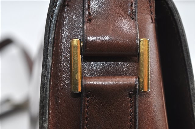 Authentic CELINE Shoulder Cross Body Bag Leather Brown 4241D
