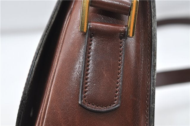Authentic CELINE Shoulder Cross Body Bag Leather Brown 4241D
