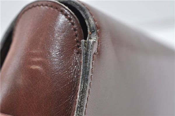Authentic CELINE Shoulder Cross Body Bag Leather Brown 4241D