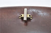 Authentic CELINE Shoulder Cross Body Bag Leather Brown 4241D