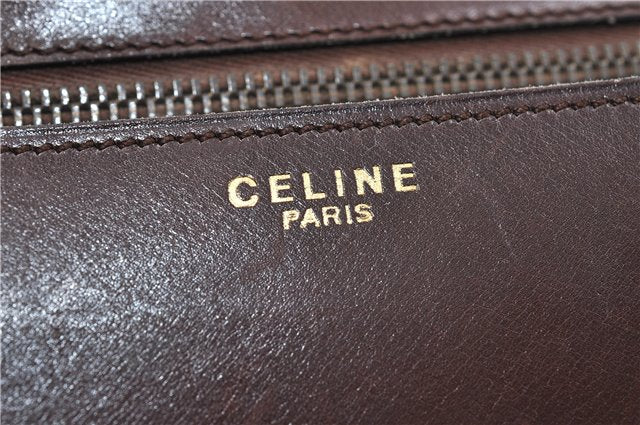 Authentic CELINE Shoulder Cross Body Bag Leather Brown 4241D