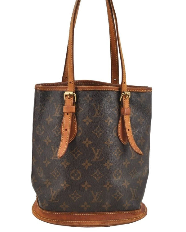 Authentic Louis Vuitton Monogram Bucket PM Shoulder Tote Bag M42238 Junk 4243I