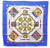 Authentic HERMES Carre 90 Scarf "LES TAMBOURS" Silk Blue Box 4245E