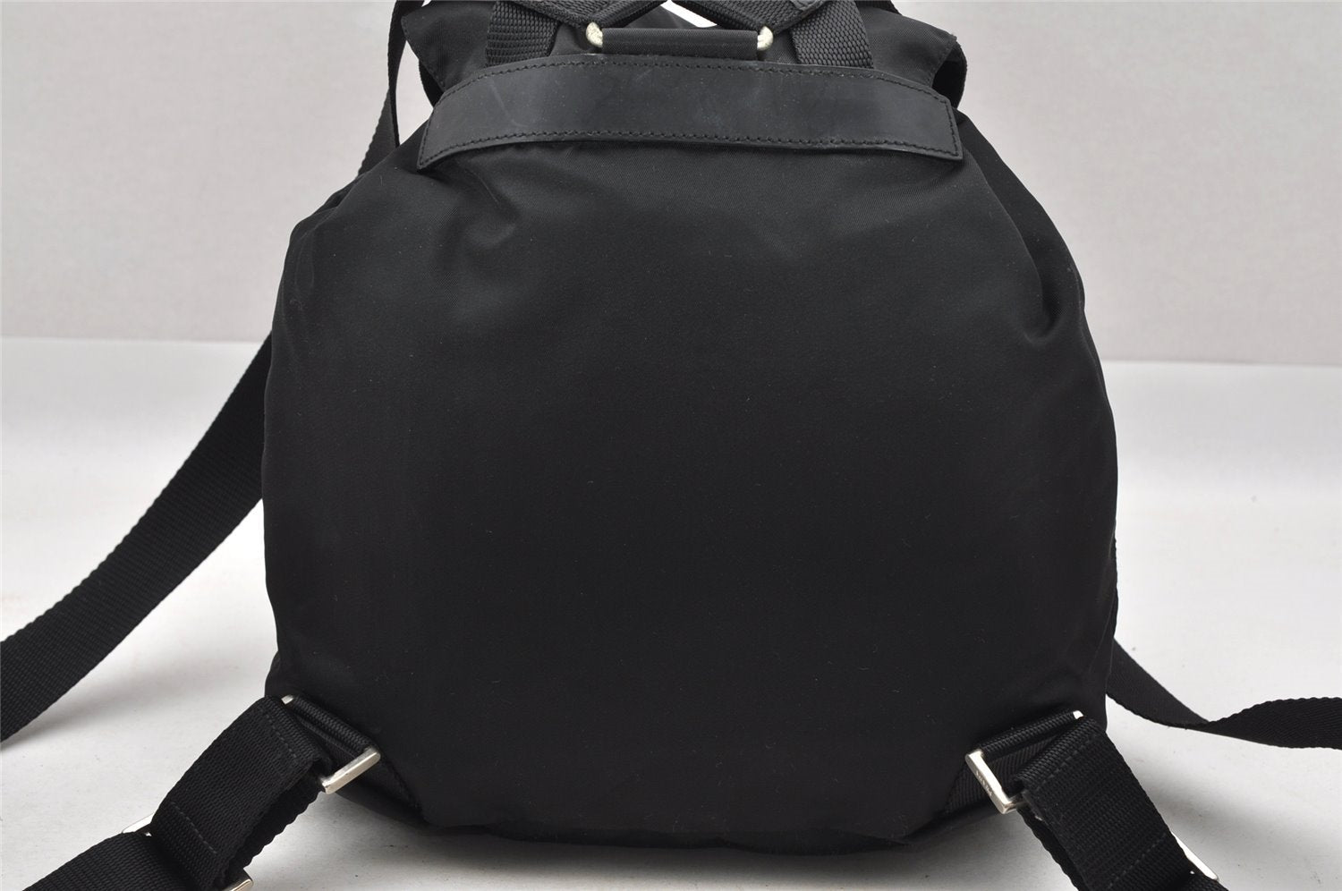 Authentic PRADA Vela Vintage Nylon Tessuto Leather Backpack B6677F Black 4248I