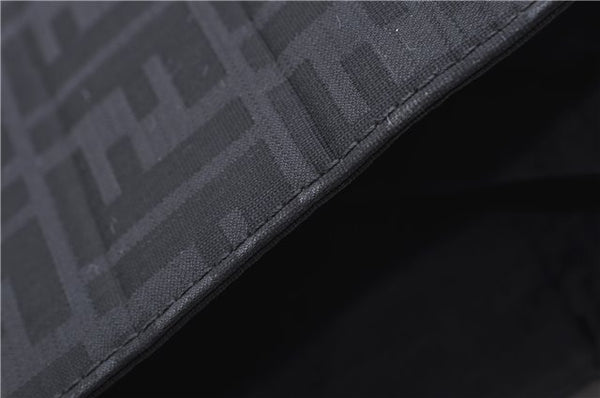 Authentic FENDI Zucca Mamma Baguette Shoulder Tote Bag Nylon Leather Black 4249C