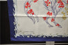 Authentic HERMES Carre 90 Scarf Flower Horse Motif Silk Navy Box 4252C