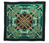 Authentic HERMES Carre 90 Scarf "Eperon d'or" Silk Navy Green 4252E