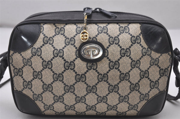 Authentic GUCCI Shoulder Cross Body Bag Purse GG PVC Leather Navy Blue 4255I