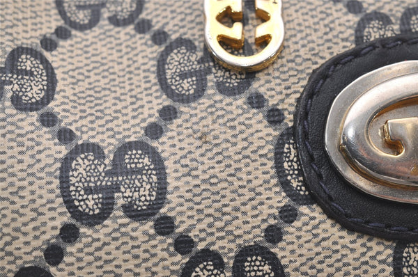 Authentic GUCCI Shoulder Cross Body Bag Purse GG PVC Leather Navy Blue 4255I