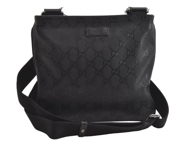 Authentic GUCCI GG Imprime Shoulder Cross Bag GG PVC Leather 201538 Black 4256I