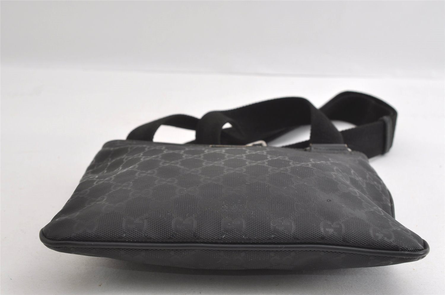 Authentic GUCCI GG Imprime Shoulder Cross Bag GG PVC Leather 201538 Black 4256I