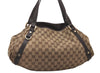 Authentic GUCCI Abbey Shoulder Tote Bag GG Canvas Leather 130736 Brown 4258I