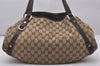 Authentic GUCCI Abbey Shoulder Tote Bag GG Canvas Leather 130736 Brown 4258I
