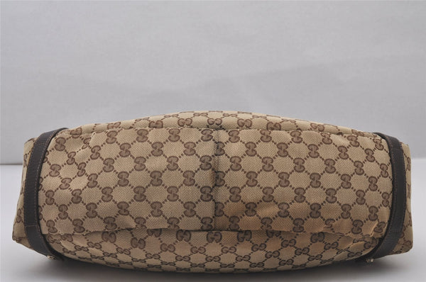 Authentic GUCCI Abbey Shoulder Tote Bag GG Canvas Leather 130736 Brown 4258I