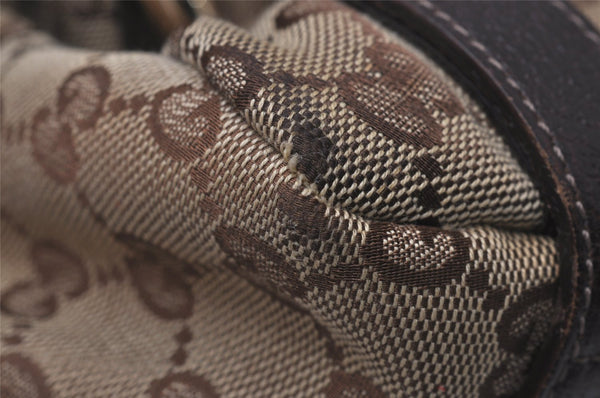 Authentic GUCCI Abbey Shoulder Tote Bag GG Canvas Leather 130736 Brown 4258I