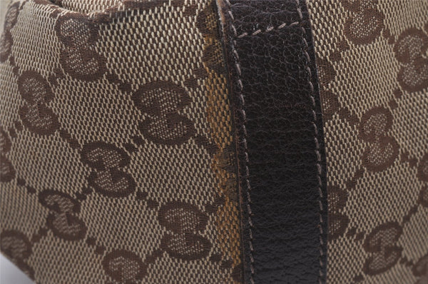 Authentic GUCCI Abbey Shoulder Tote Bag GG Canvas Leather 130736 Brown 4258I
