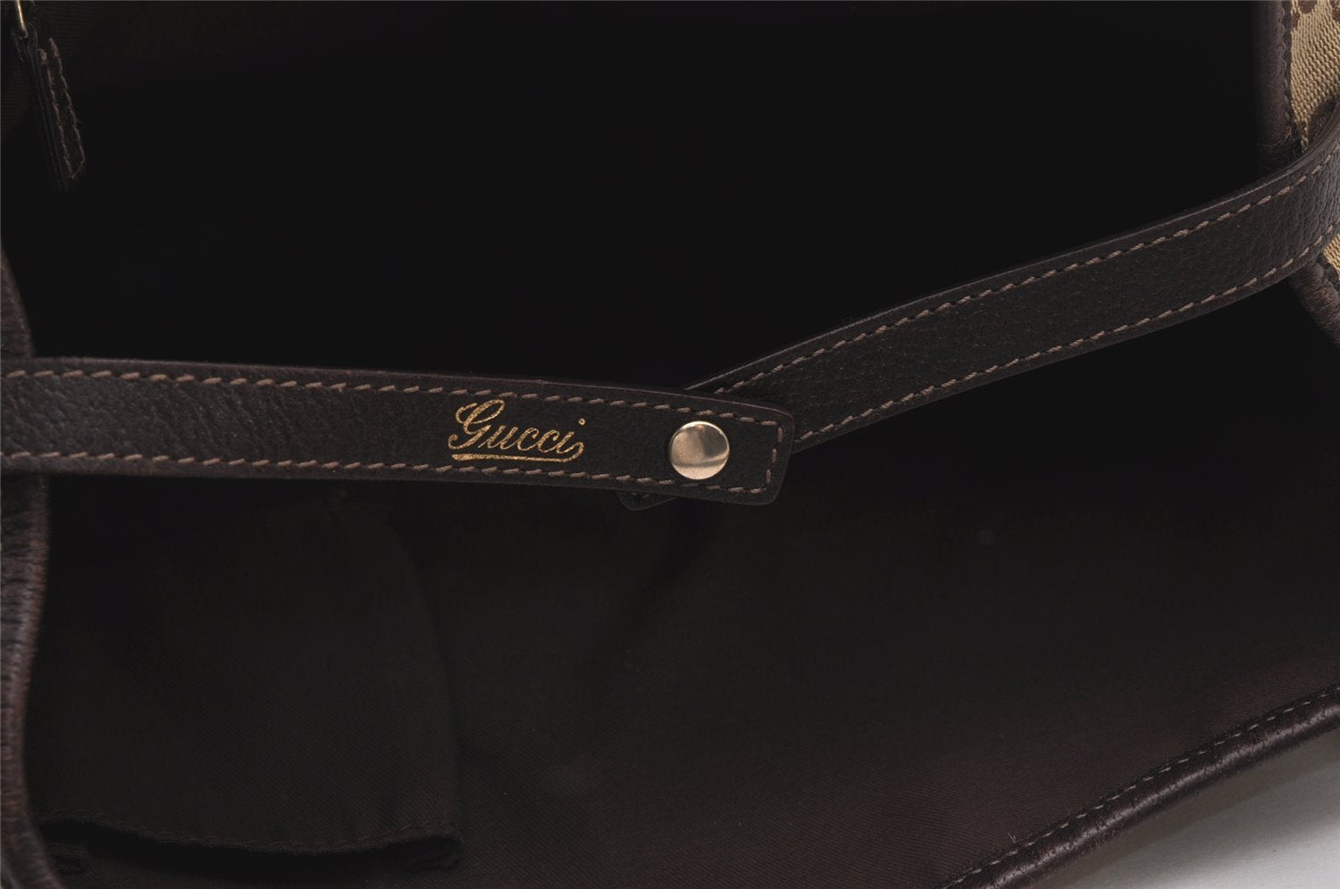 Authentic GUCCI Abbey Shoulder Tote Bag GG Canvas Leather 130736 Brown 4258I