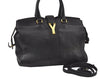 Authentic YVES SAINT LAURENT Cabas Shyc 2Way Tote Bag Leather 297957 Black 4260I