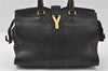 Authentic YVES SAINT LAURENT Cabas Shyc 2Way Tote Bag Leather 297957 Black 4260I