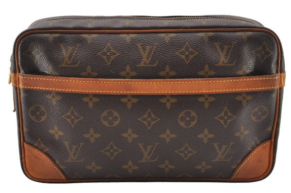 Authentic Louis Vuitton Monogram Compiegne 28 Clutch Hand Bag M51845 LV 4266I