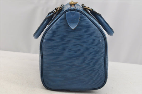 Authentic Louis Vuitton Epi Speedy 25 Hand Boston Bag Blue M43015 LV 4267I